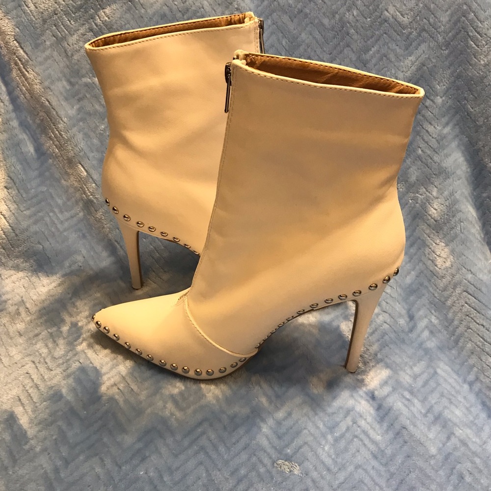 White Silver Studded Boots